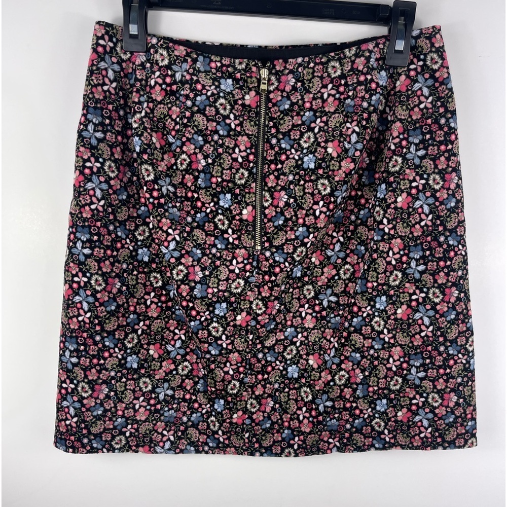 LOFT Ann Taylor Multicolor Floral Velvet Stretch Skirt Double Lining Womens 2 - Picture 5 of 8